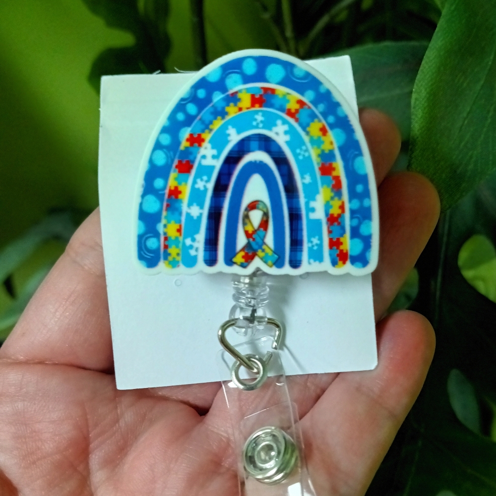 Autism Awareness badge reel holder